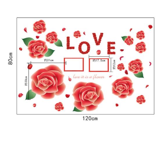 Decal trang trí tường - Bông Hoa Hồng đỏ rực lớn