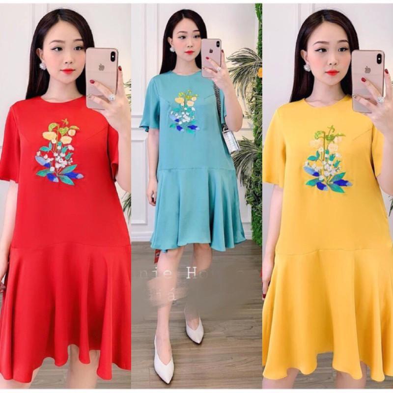 ĐẦM SUÔNG ĐUÔI CÁ THÊU HOA CAO CẤP - MT04