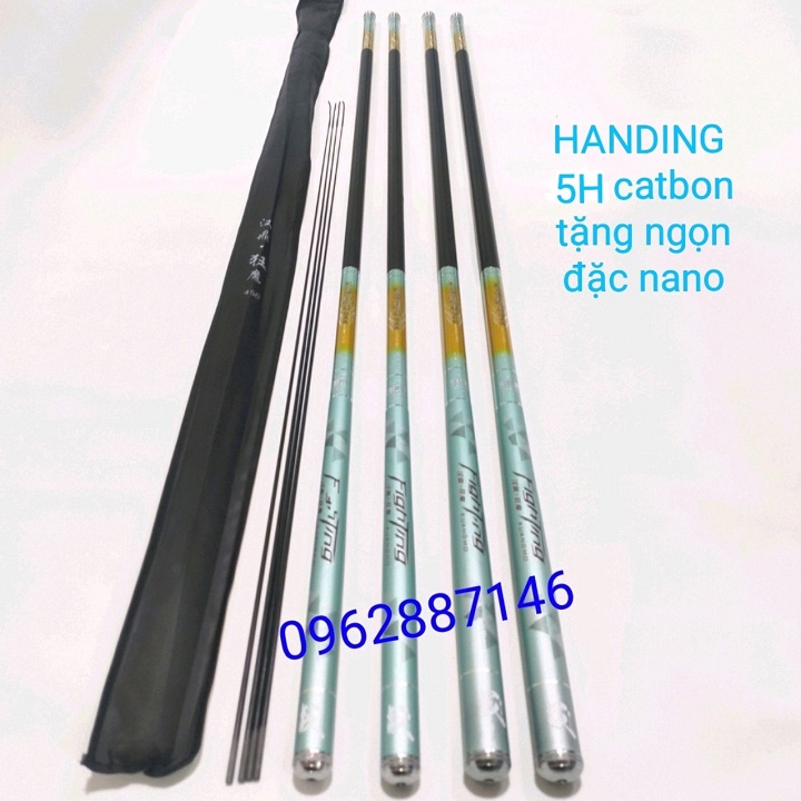 cần câu tay handing hoàng vũ 5H catbon tặng ngọn phụ