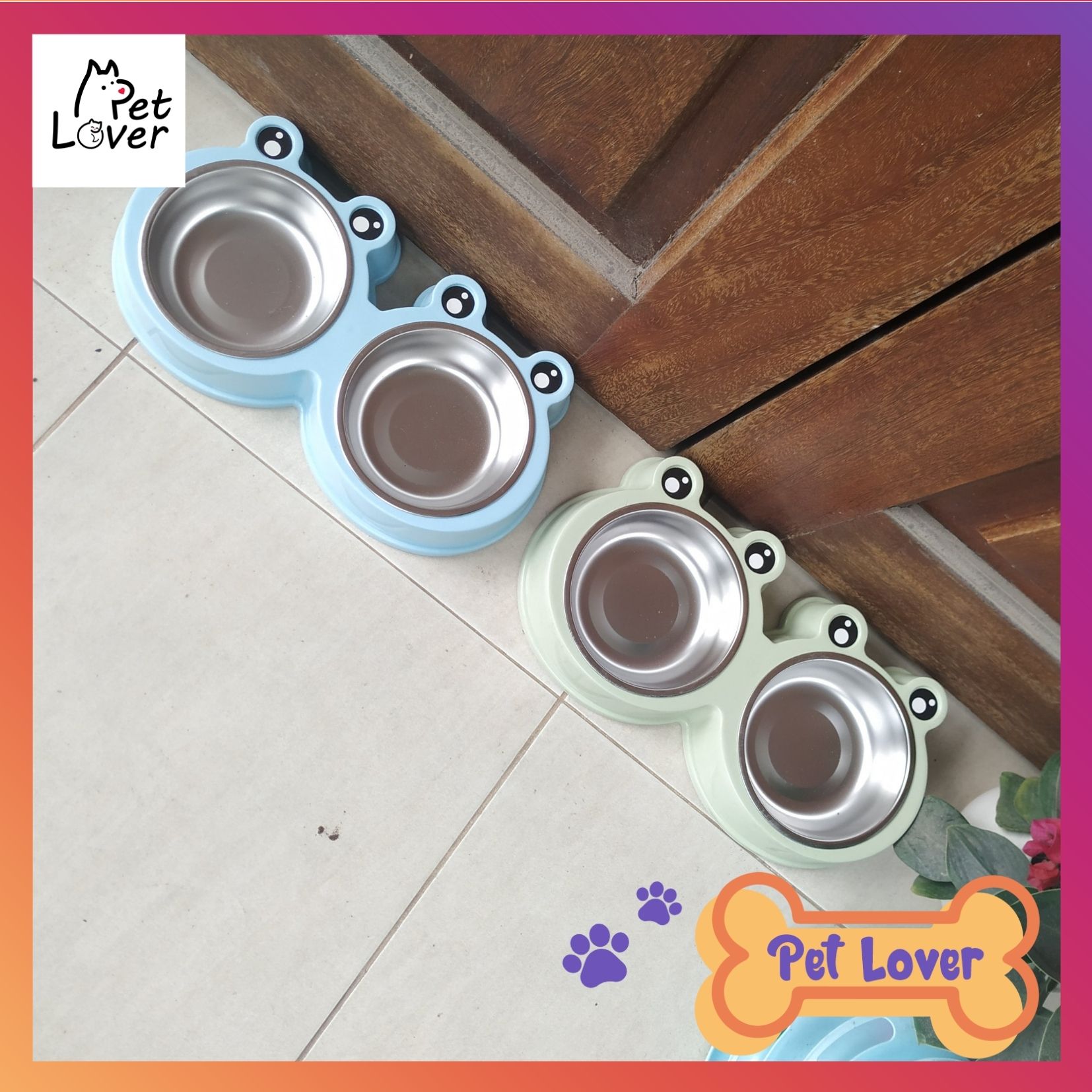 Bát ăn cho mèo, bát ăn cho chó, khay inox kèm theo, sạch sẽ, dễ dàng vệ sinh (cho pet dưới 10kg) - petlover