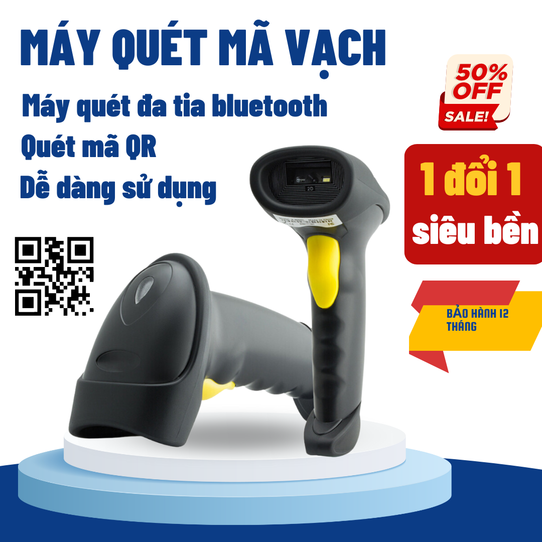 Máy bắn mã vạch Kaw 2D Hàng Chính Hãng Không Dây Bluetooth 5.0 Quét Mã Vạch Đa Tia Mã 1D Mã QR - Hàn