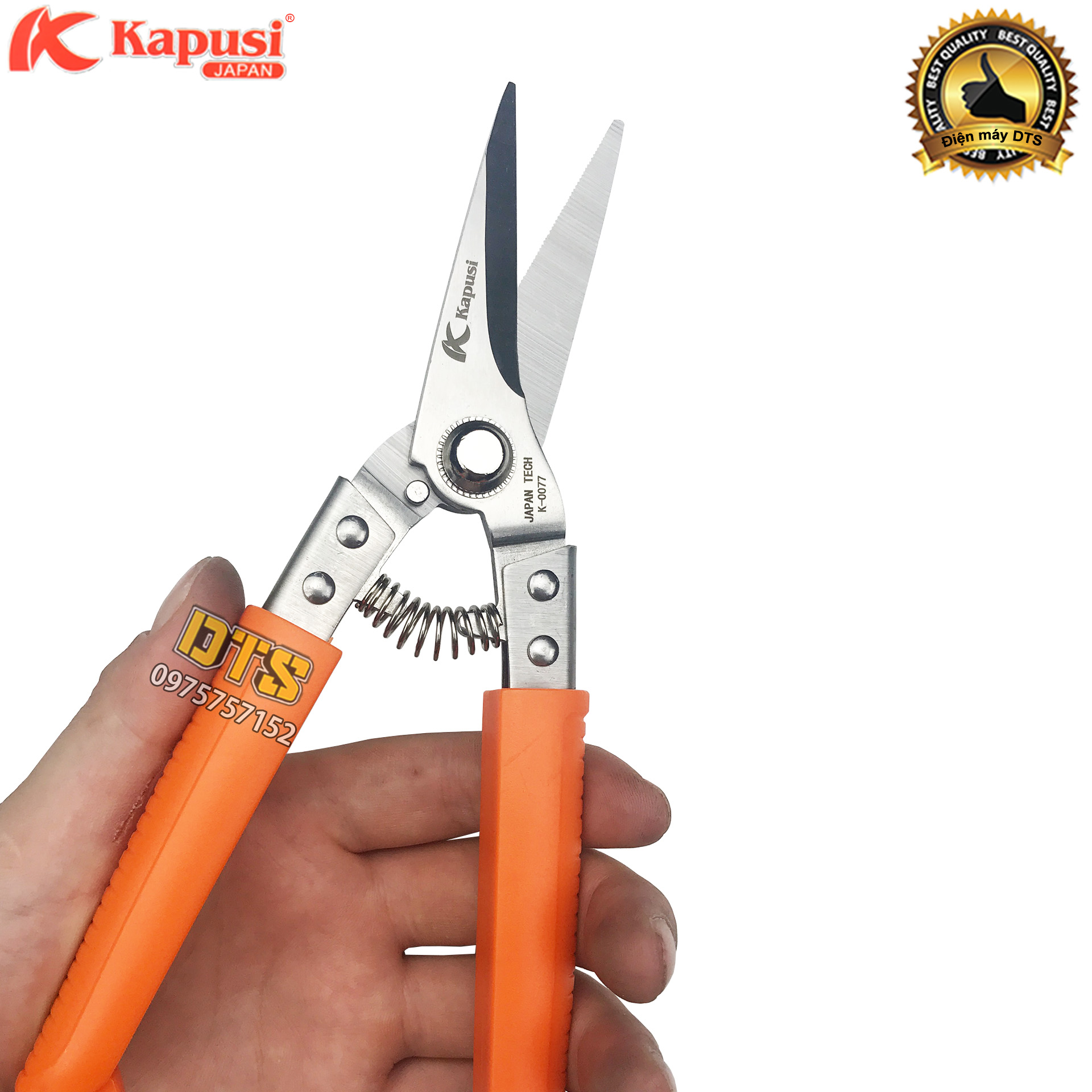 Kéo cắt cành, kéo tỉa dăm mỏ nhọn thẳng - thép Nhật SK-5 Kapusi 8 inch/ 200mm
