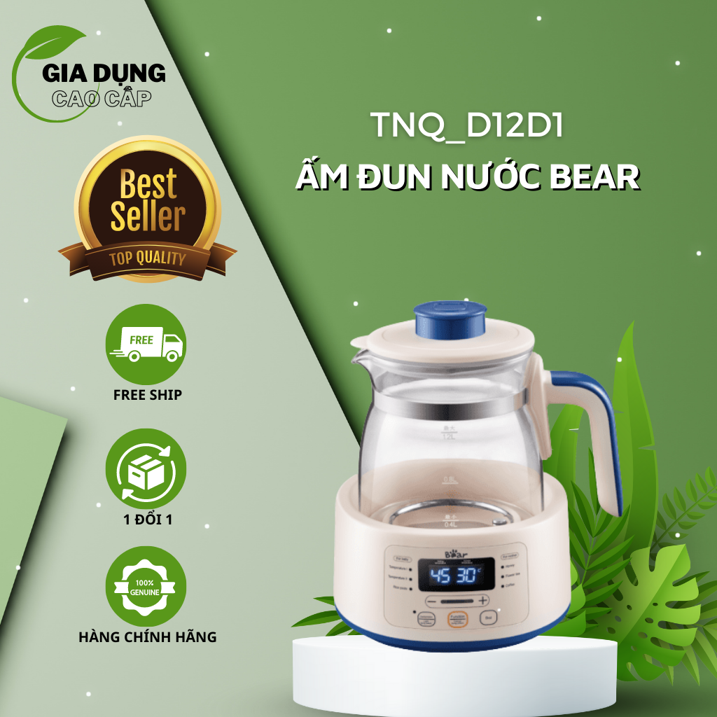 Ấm đun nước bear giữ nhiệt 72h khử clo tnq_d12d1