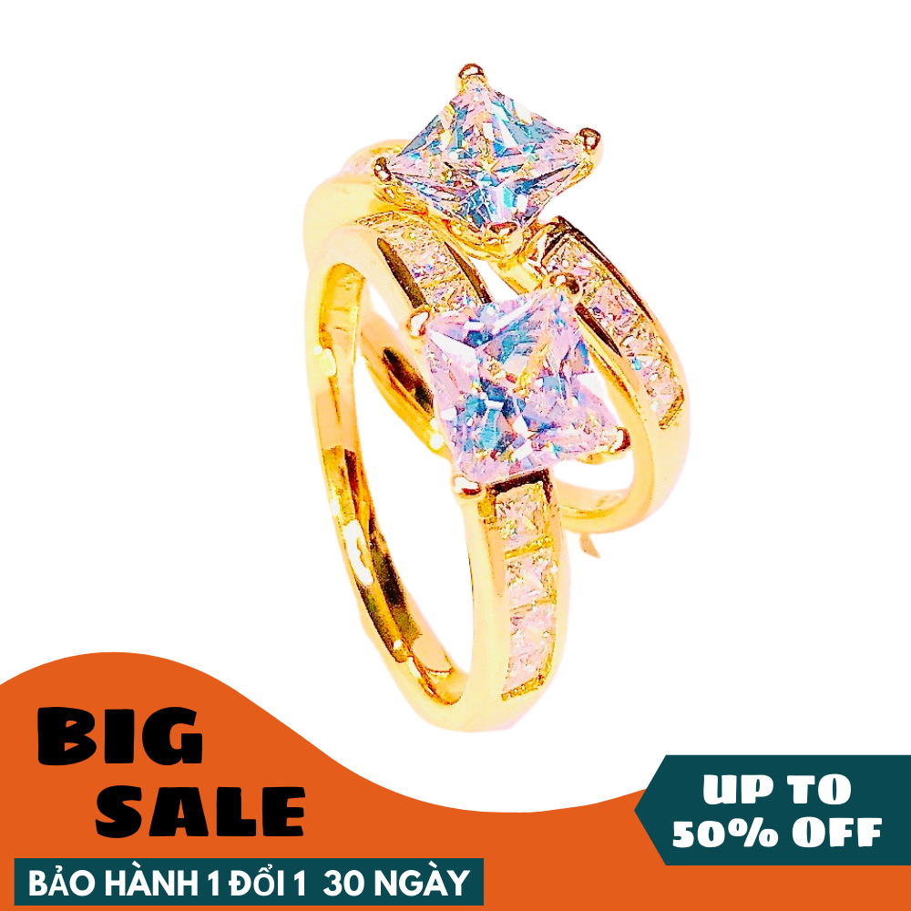 [HCM]Nhẫn nữ vàng non nhẫn đính đá trắng xi vàng 18k cao cấp nhẫn kim cương  không phai màu Trang Sức Miga VN28081928 - đeo làm công sở cực sang chảnh và quý phái