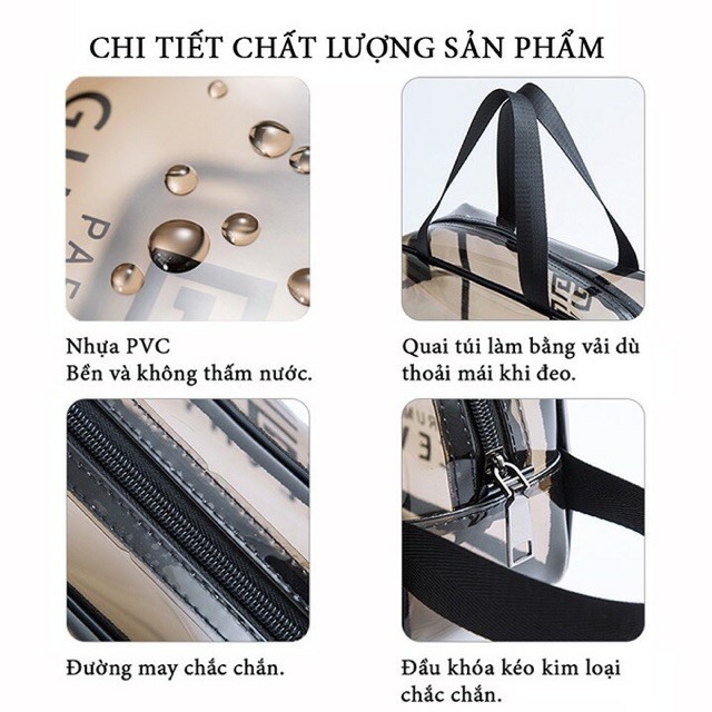 PVN16395 Set 3 túi trong suốt đựng đồ, mỹ phẩm du lịch thời trang T2