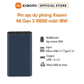 New Sạc Pin dự phòng Xiaomi Gen 3 10.000 20000 amh 18W thumbnail