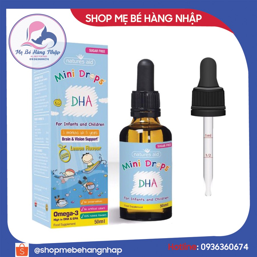 DHA Drop Nature Aid Dha Mini Drops Anh 50ml cho bé