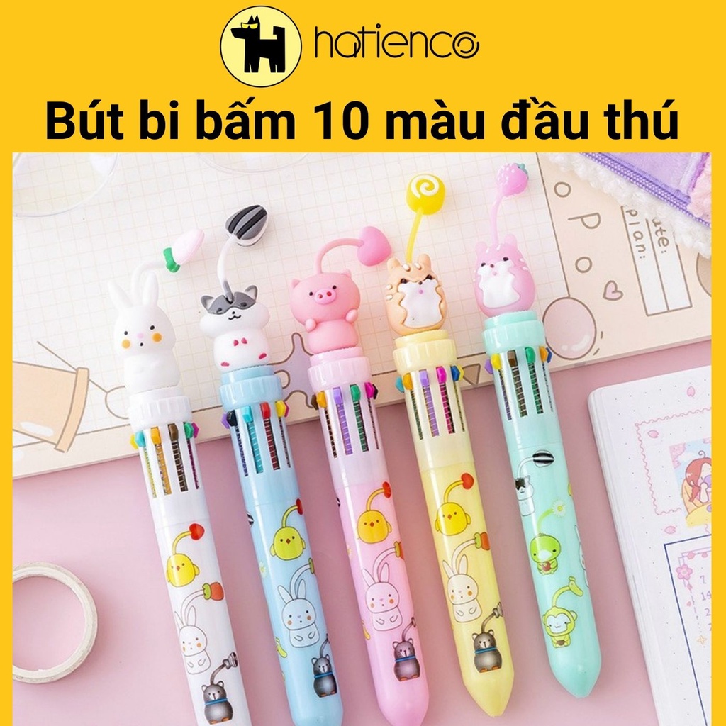 Bút bi bấm 10 màu dễ thương