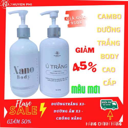 Combo body Siêu trắng da - ủ trắng detox và kem body mẫu mới - tặng serum body kích trắng