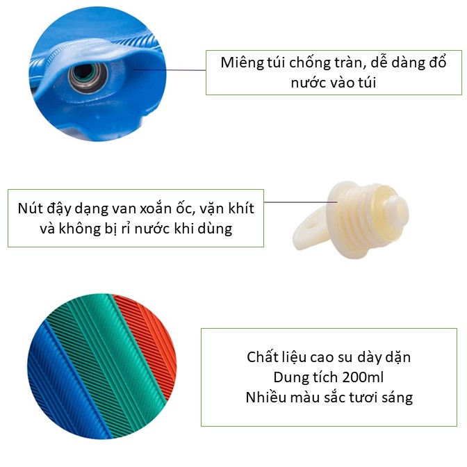 Túi chườm cao su nóng lạnh dung tích 2000ml