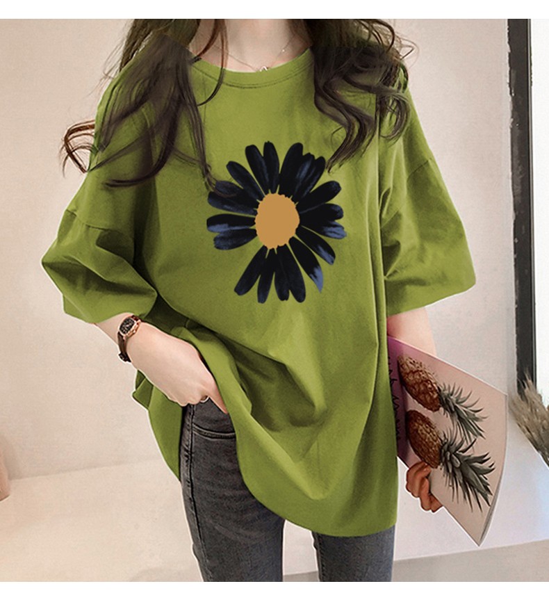 Áo Thun Nữ Form Rộng Giấu Quần In Hình Hoa To