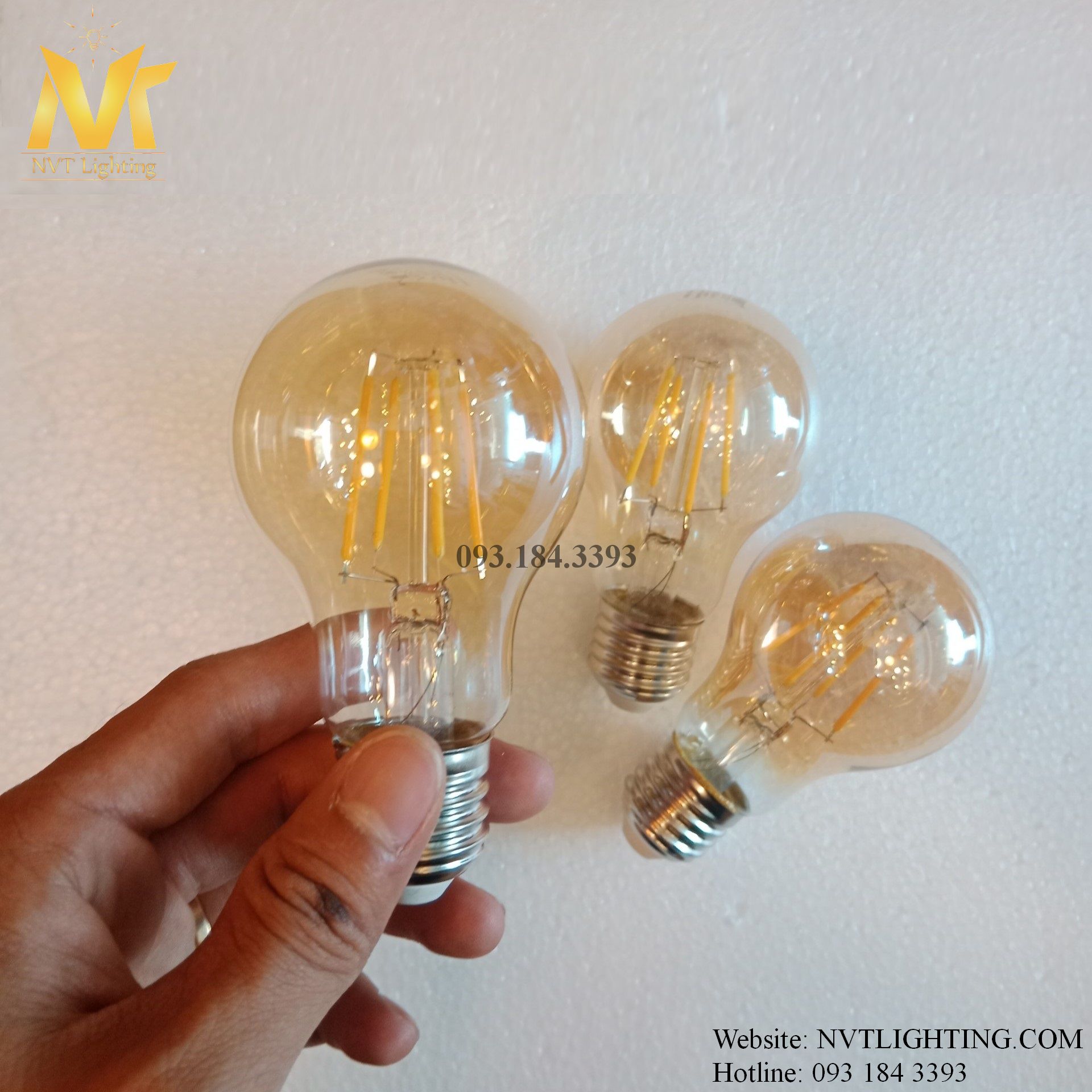 COMBO 10 Bóng đèn Edison A60 dimmer vỏ vàng nắng