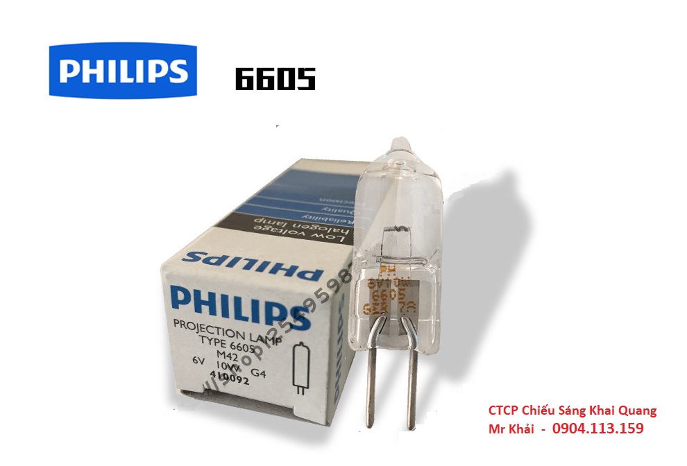 (SALE) Bóng đèn halogen Philips 6605 6V 10W G4 tuổi thọ 2000h