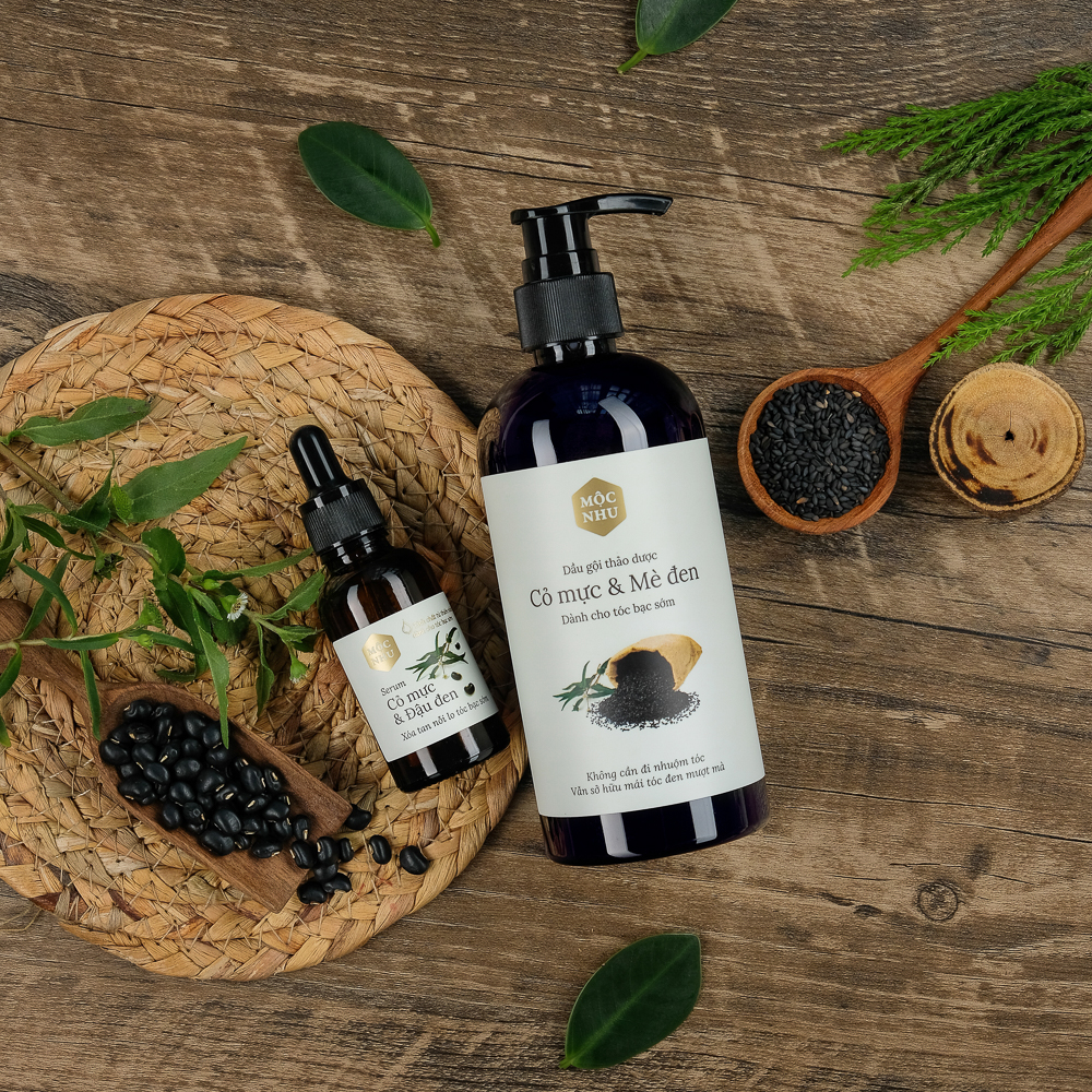 Bộ đôi Serum dưỡng tóc VÀ Dầu gội Cỏ Mực Mộc Nhu
