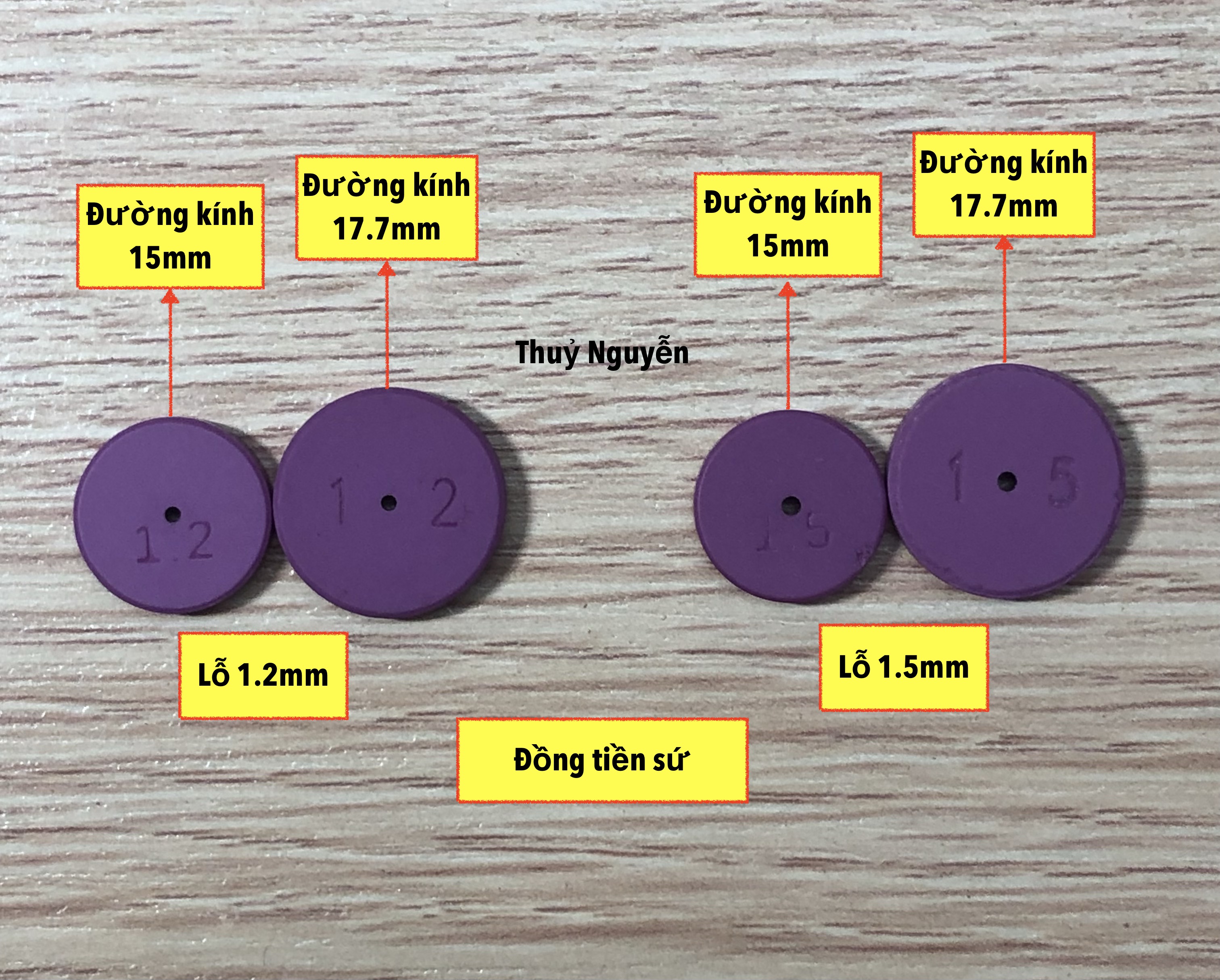 Loa súng xịt (đồng tiền sứ) lỗ 1.2 và 1.5mm