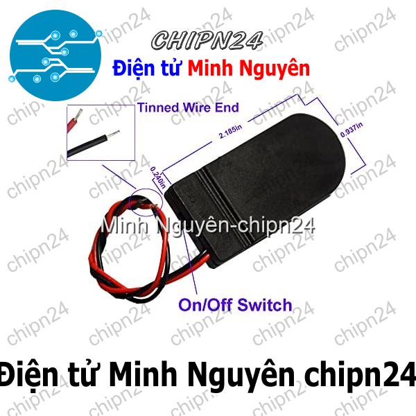 [1 cái] (F139.1) Đế Pin CR2032 2 viên Nhựa Đen 6V - HH000928
