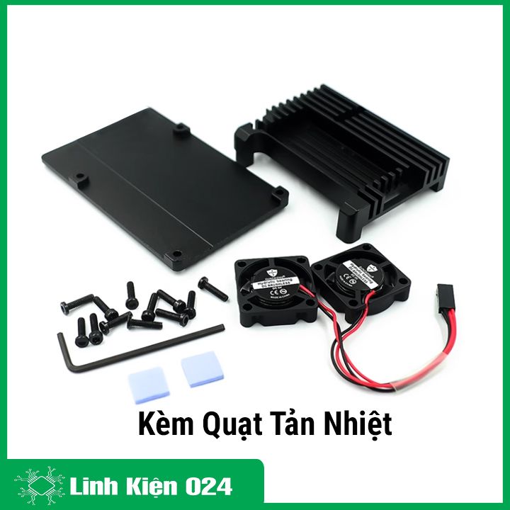 Vỏ nhôm tản nhiệt Raspberry Pi 4 model B kèm quạt tản nhiệt