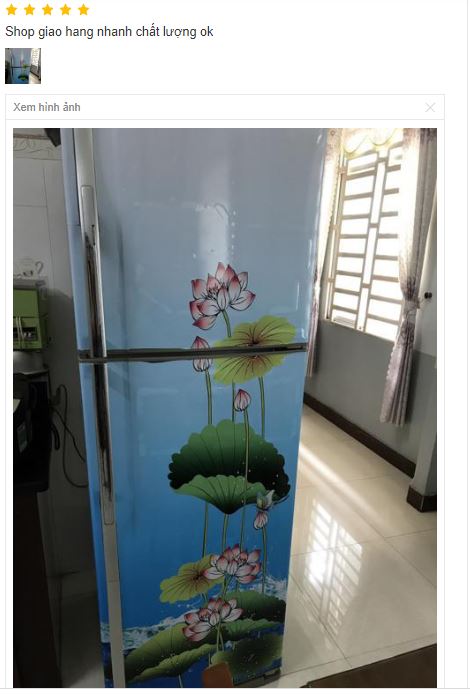 [HCM]Decal dán trang trí tủ lạnh cao cấp - Hoa sen