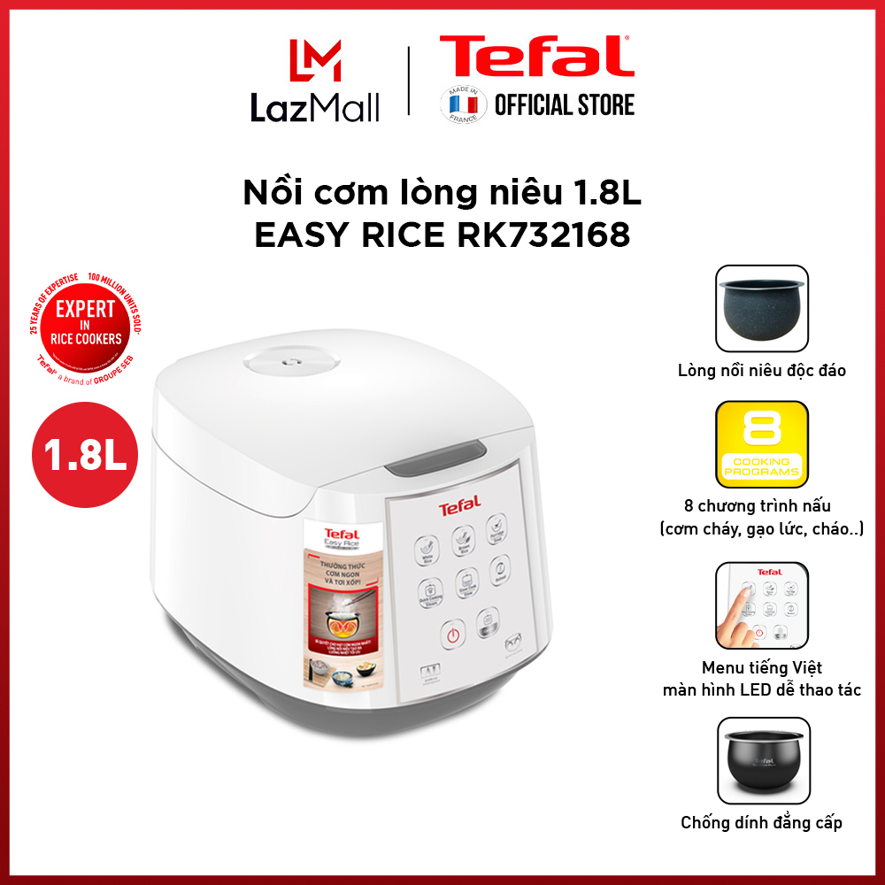 Nồi cơm điện tử Tefal 1.8L - Thương hiệu Pháp - RK732168- Gian hàng chính hãng bảo hành 2 năm