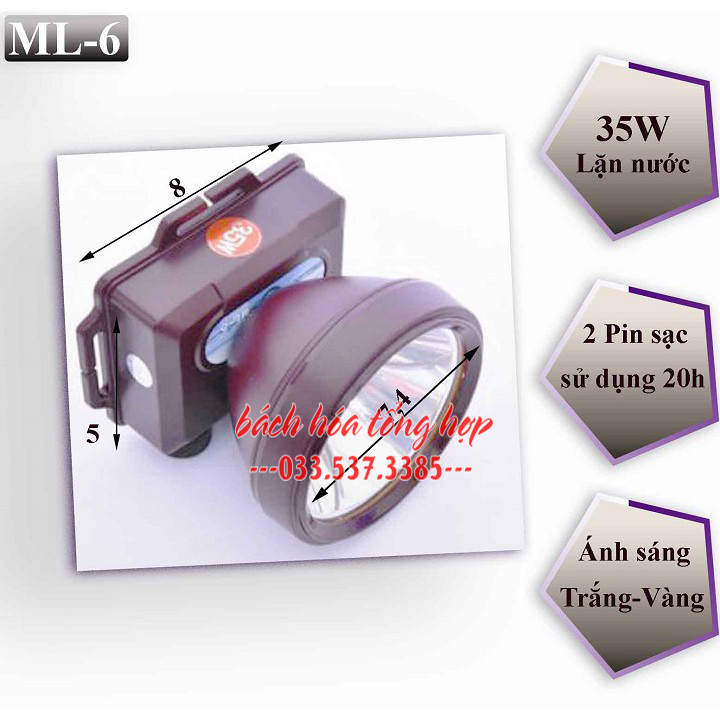Đèn pin đeo đầu, đèn pin đội đầu ML6 DONY
