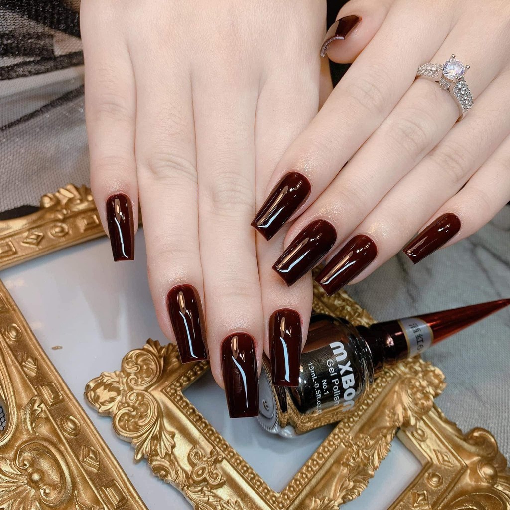 Sơn gel mxbon màu đỏ, set sơn móng tay màu đỏ đô