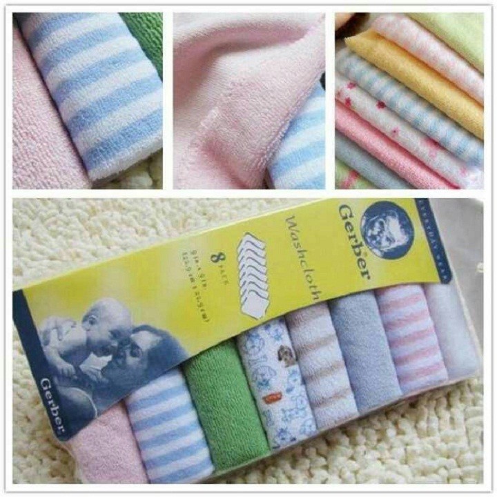 SET 8 khăn mặt Gerber cho bé , khăn sữa cao cấp siêu mềm