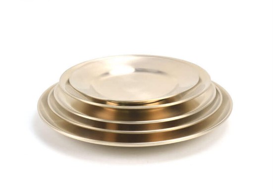 Đĩa Màu Đồng Vàng Hàn Quốc (티타늄 원형접시)- 20cm