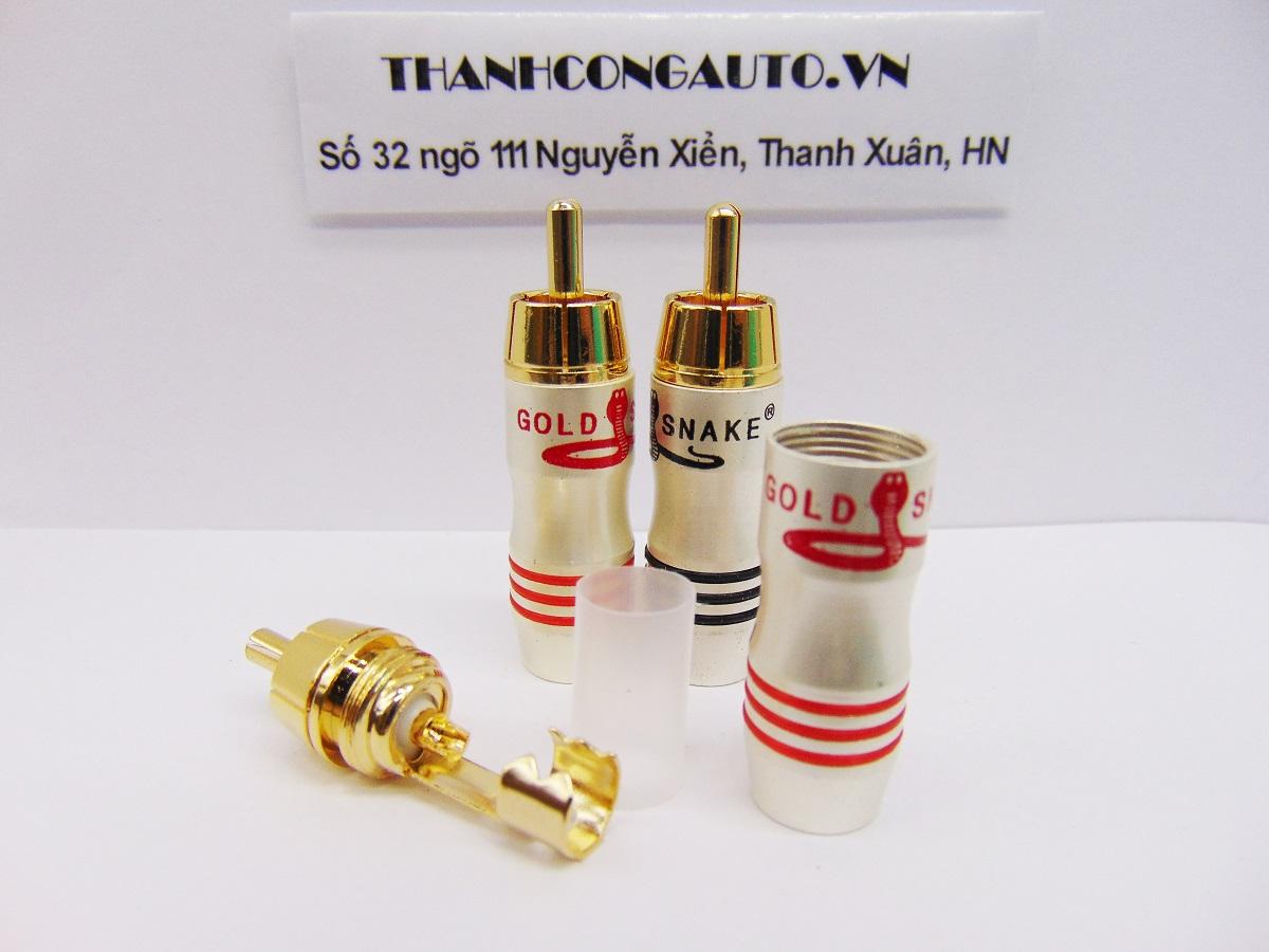 Bộ 04 Jack AV /Jack hoa sen / Jack RCA Gold Snake (trắng)
