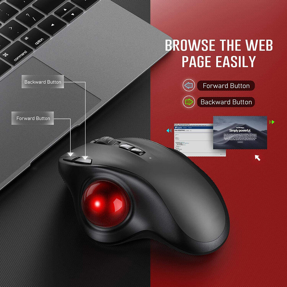 Ergonomic Mouse Wireless Trackball Mouse Bluetooth Mouse Adjustable 2400 DPI Dual Mode Vertical Mouse Connecting up to 3 devices simultaneously for Laptop