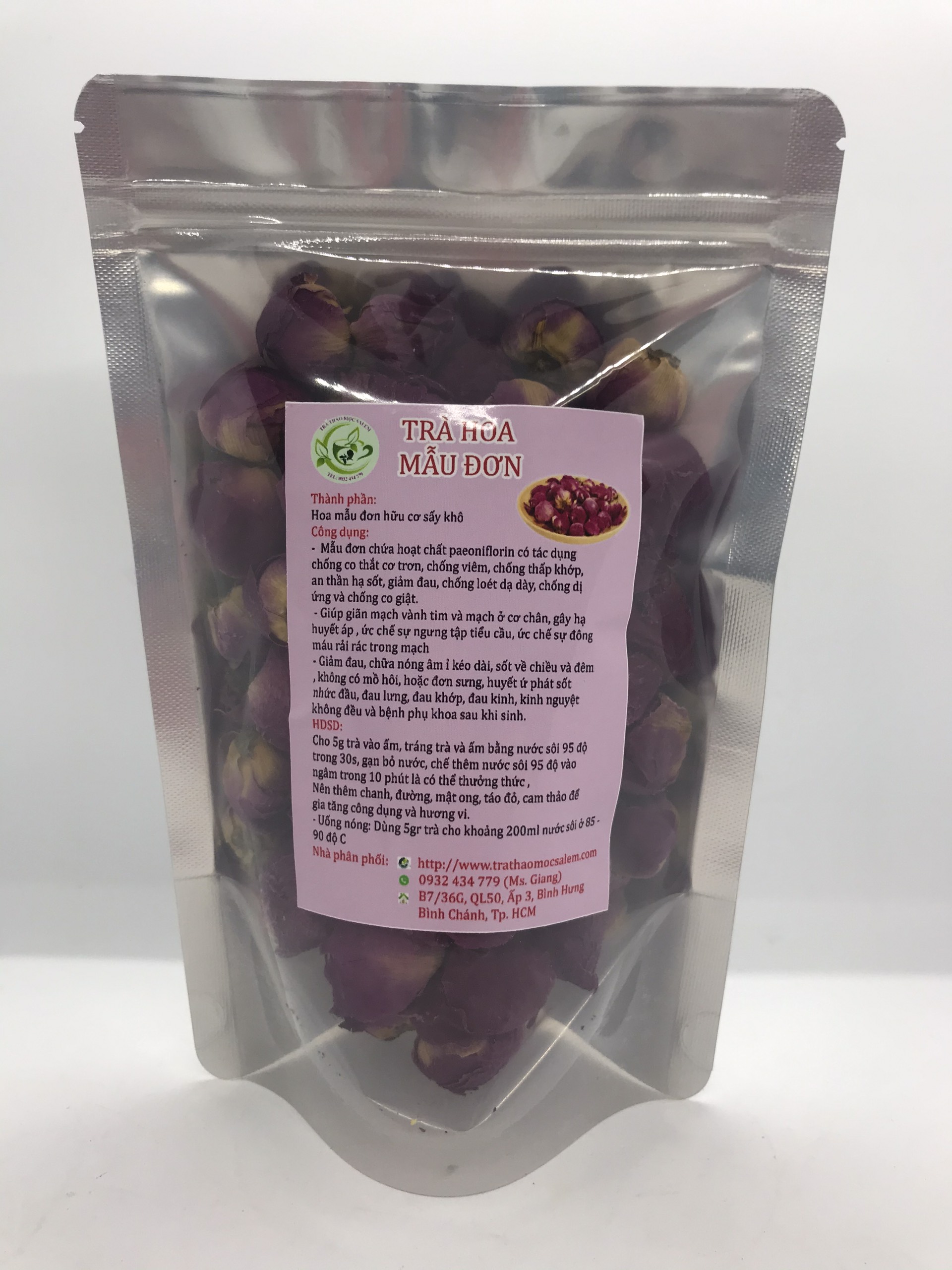 [HCM]Trà hoa mẫu đơn thuần hồng Salem 100g