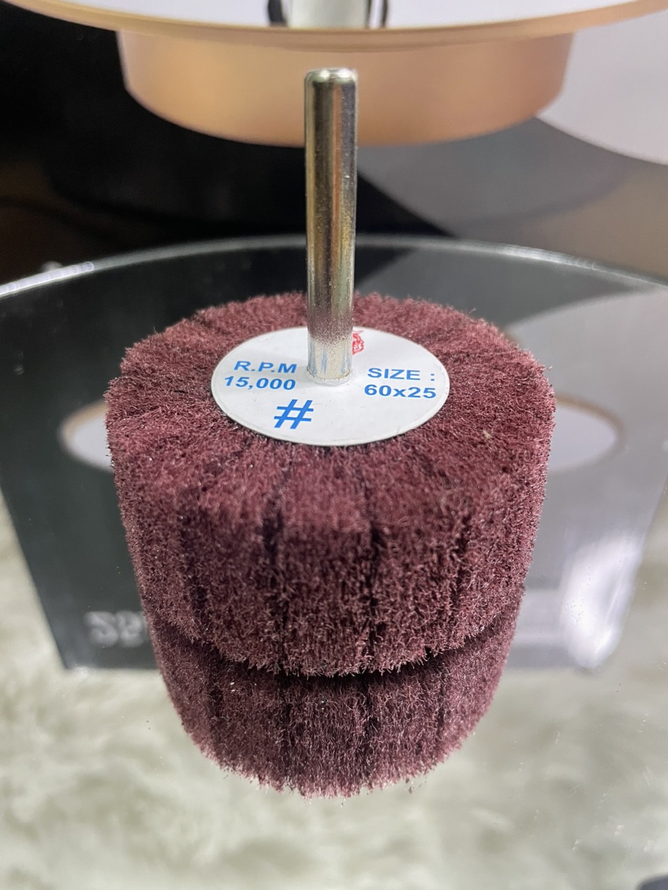 Blue red felt abrasive, felt tip sanding, felt shank 50x25mm thickness 6mm