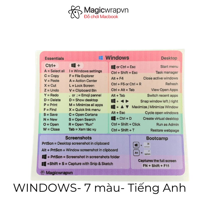 Miếng dán phím tắt laptop Windows không dính keo | Magicwrapvn |