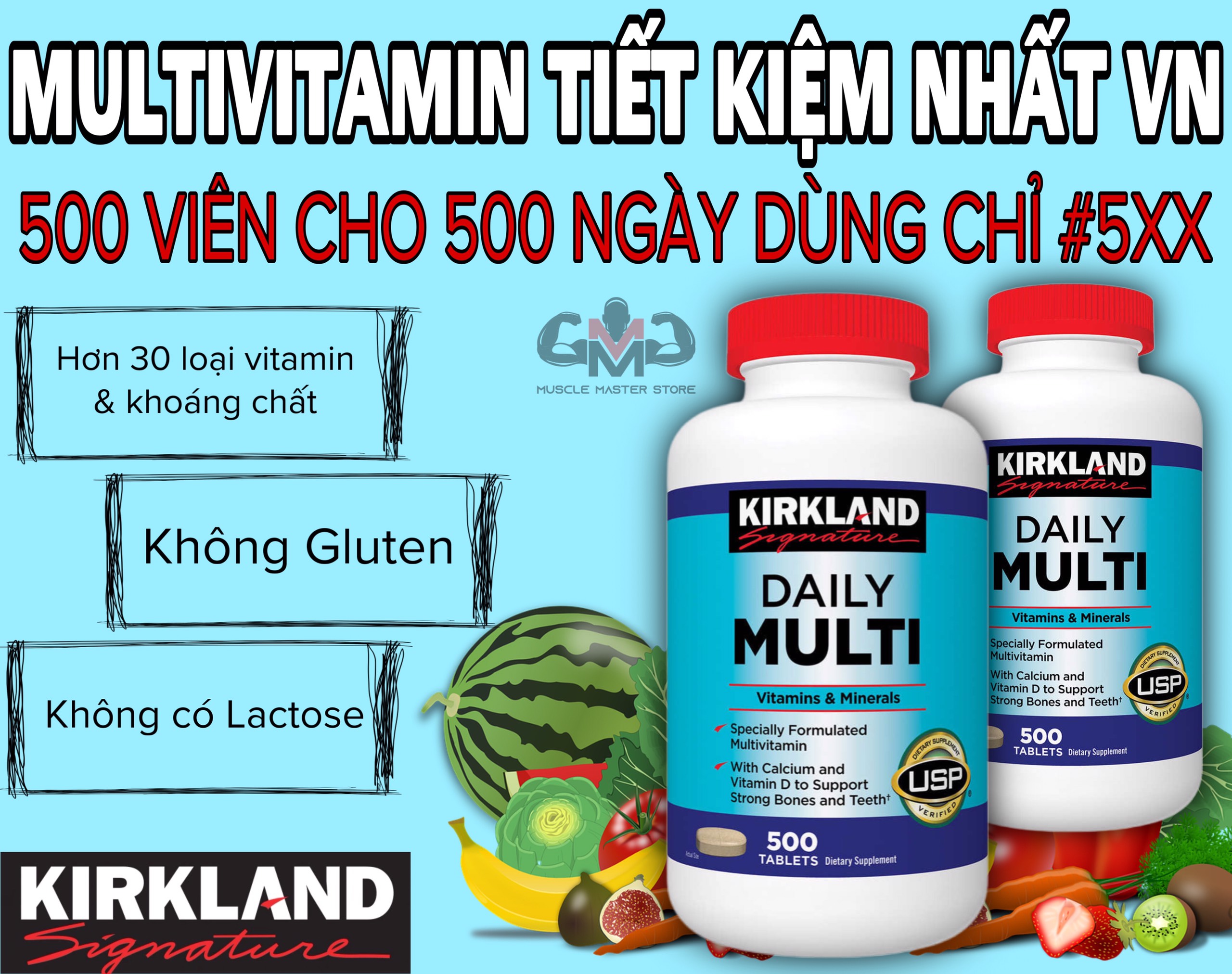 Thực Phẩm Bổ Sung Vitamin và Khoáng Chất Tổng Hợp KIRKLAND DAILY MULTI 500 Viên