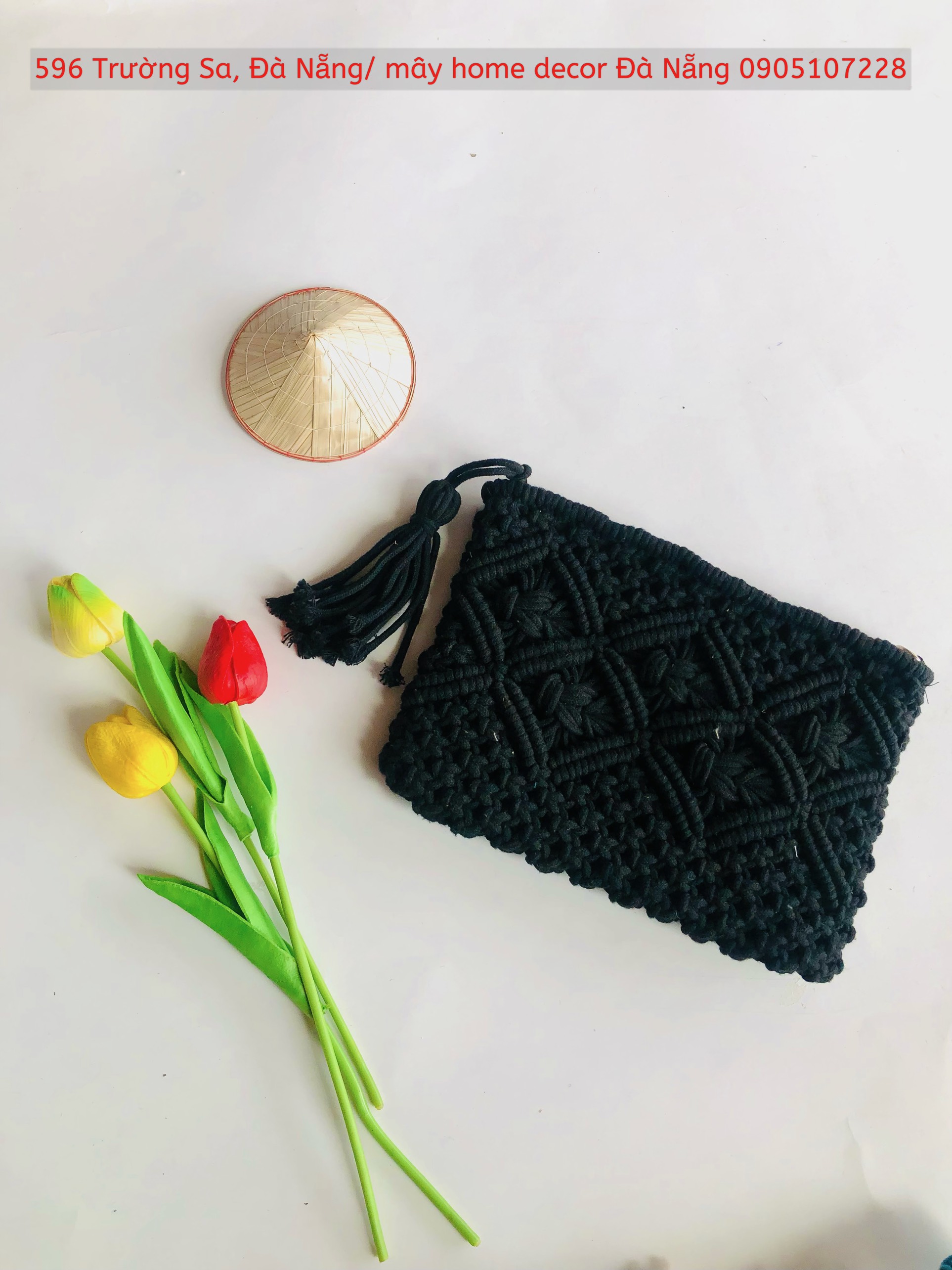 Ví Cầm Tay Nữ Hàng Handmade Đan Tay Tỉ Mỉ, Ví len macrame cầm tay size L siêu xinh quý phái sang trọng  - Macrame clutch
