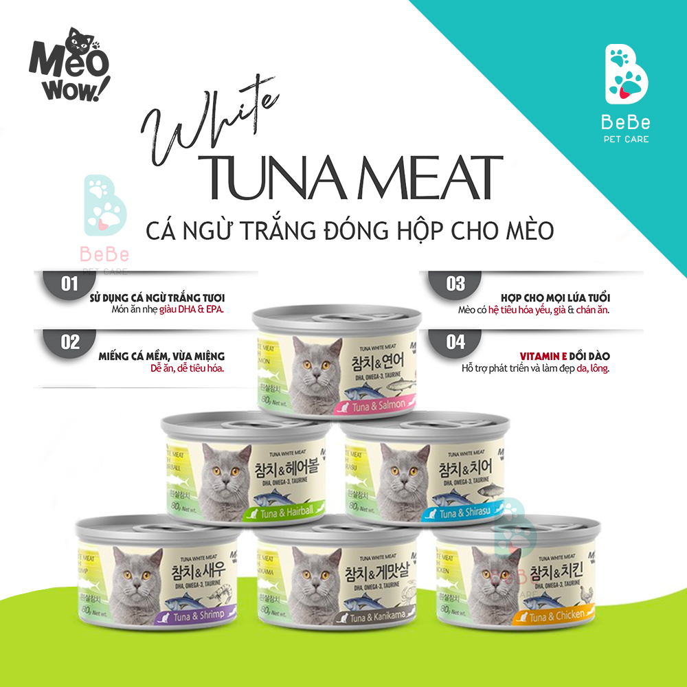 [Combo 10 - 12 Lon] Pate MEOWOW Từ Cá Ngừ Trắng Nhiều Vị Cho Mèo Mọi Lứa Tuổi