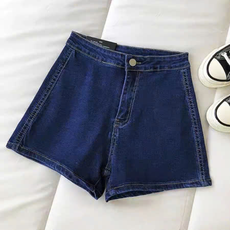 Quần jean short nữ chất kaki giả Jeans thiết kế đơn giản kaki trơn dễ phối đồ Lưng Cao co giãn quần đùi bò