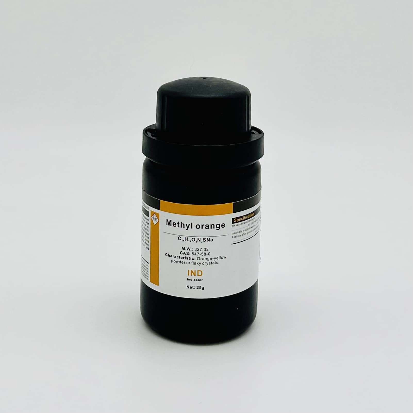 Hóa chất methyl orange (indicator, c14h14o3n3sna, chai 25g, xilong, cas 547-58-0)