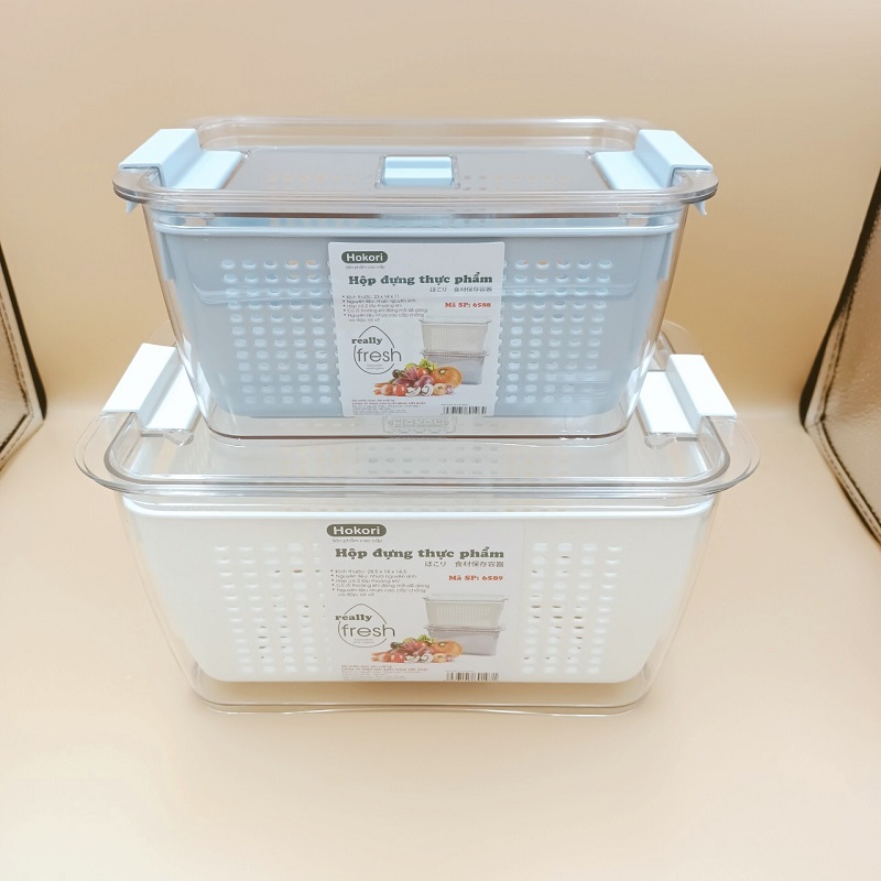 Hộp Đựng Thực Phẩm Tủ Lạnh 2 Lớp Có Khóa Thoát Khí, Dễ Dàng Bảo Quản Rau Củ, Siêu Tiện Dụng