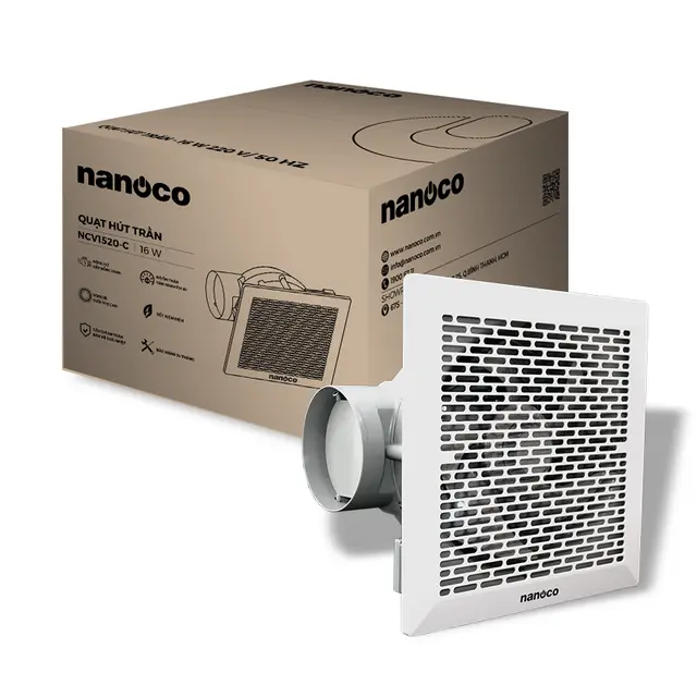 Quạt hút âm trần có ống dẫn nanoco ncv1520-c/ ncv2020-c - hàng chính hãng