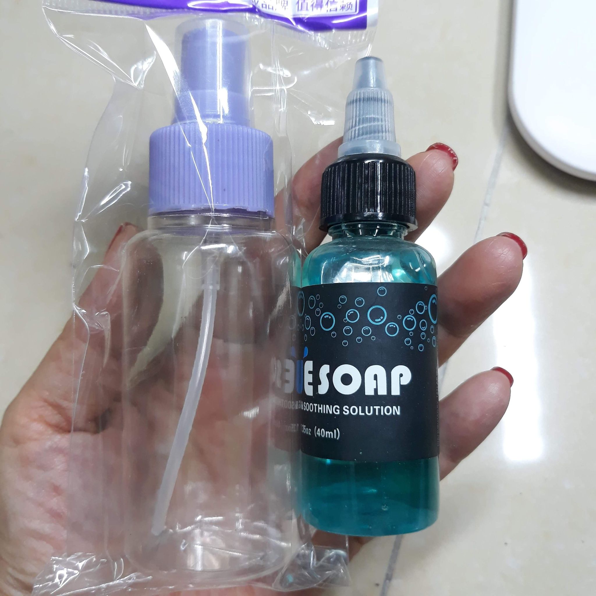 Dung dịch lau mực xăm bluesoap, chai 40ml (tặng kèm chai tạo bọt)