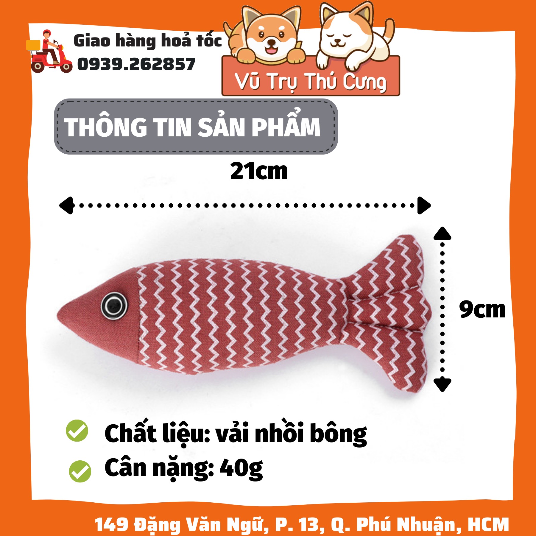 Đồ chơi cá nhồi bông, gặm sạch răng cho chó mèo, Đồ chơi gặm cho chó mèo