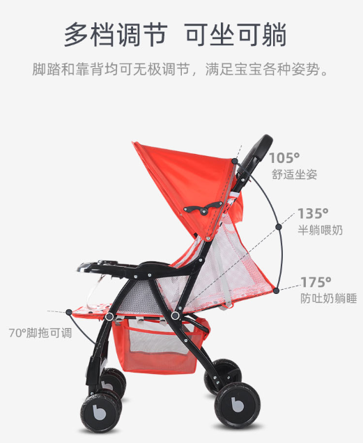 Xe nôi đẩy trẻ em Baobaohao 722C  (Đỏ)
