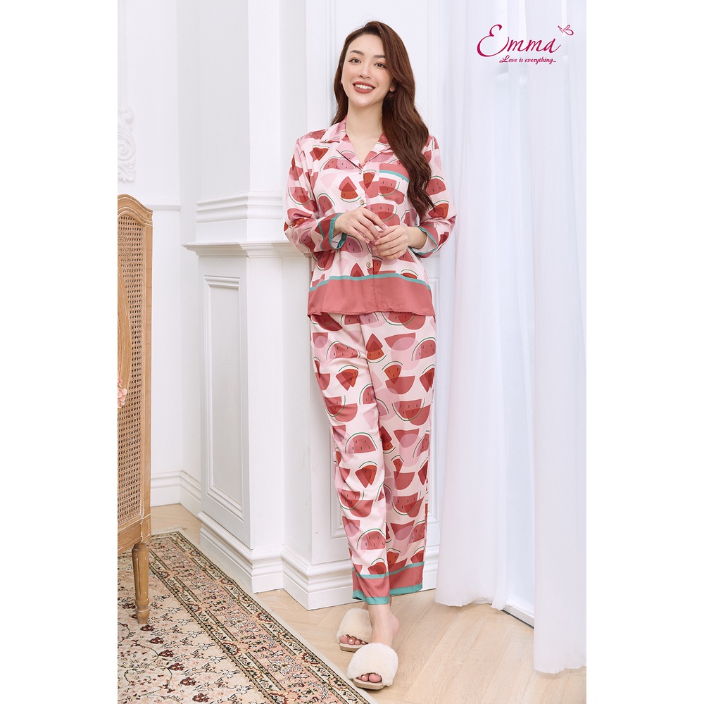 Đồ Bộ Mặc Nhà Pyjama Lụa Dưa Hấu Emma ETLU.20.019.09