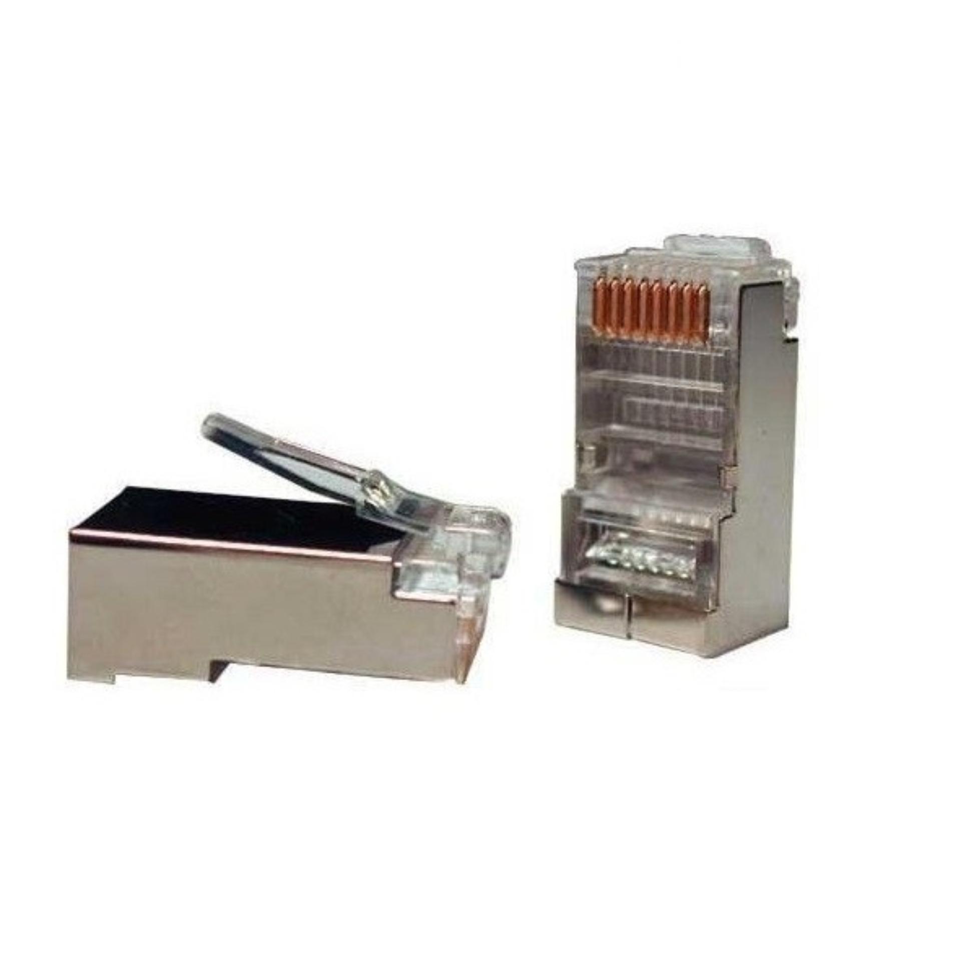 Hộp 10 đầu hạt mạng RJ45 bọc sắt (Bạc)