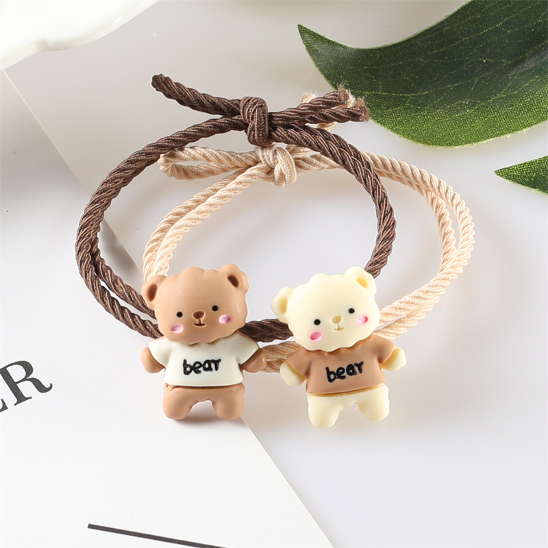 Dây buộc tóc hình Gấu nâu (set 4 dây mix màu)