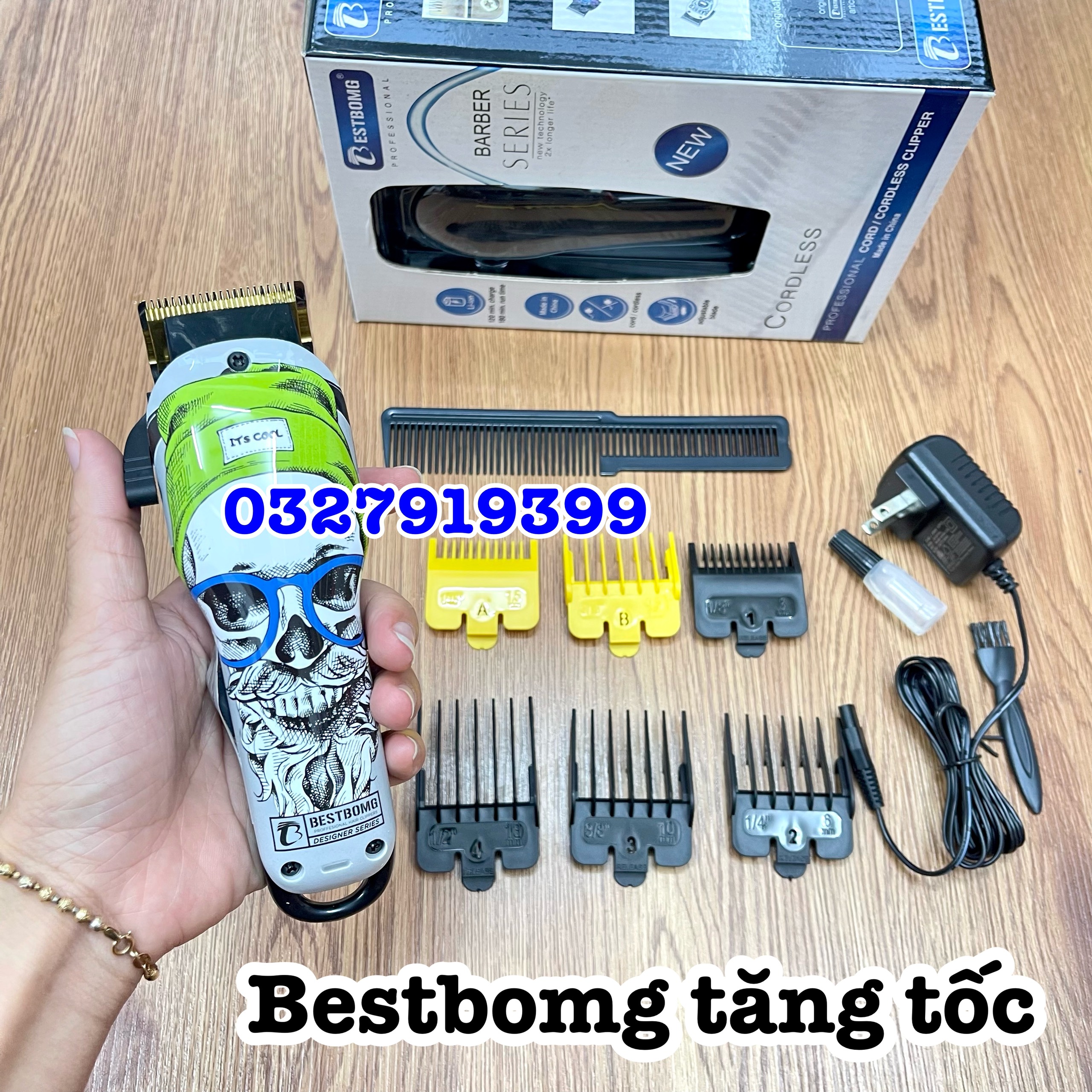 Tông đơ cắt tóc BESTBOMG cao cấp - tăng tốc bộ 8 cữ