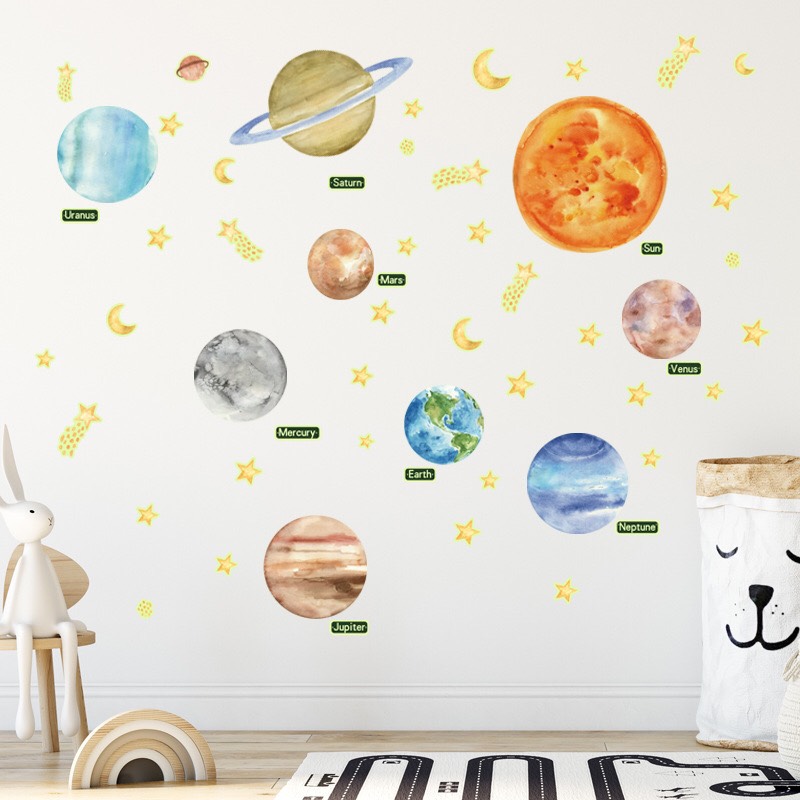 Decal dạ quang dán tường tran trí - Hệ mặt trời