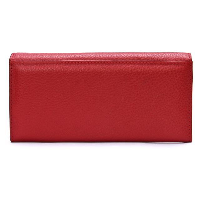 Ví nữ da bò  2 gấp màu đỏ HK3121