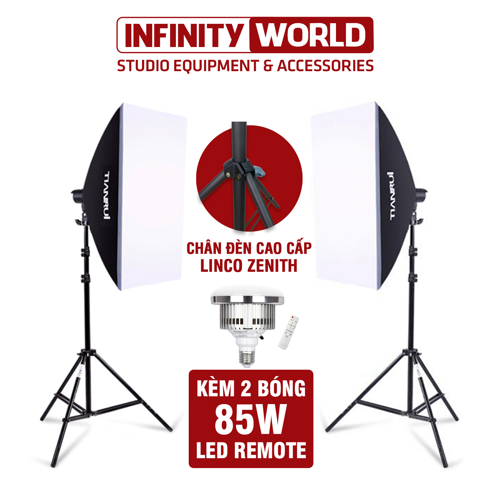 Set 2 đèn chụp sản phẩm TIANRUI (Kèm 2 đèn led siêu sáng 85W Remote)