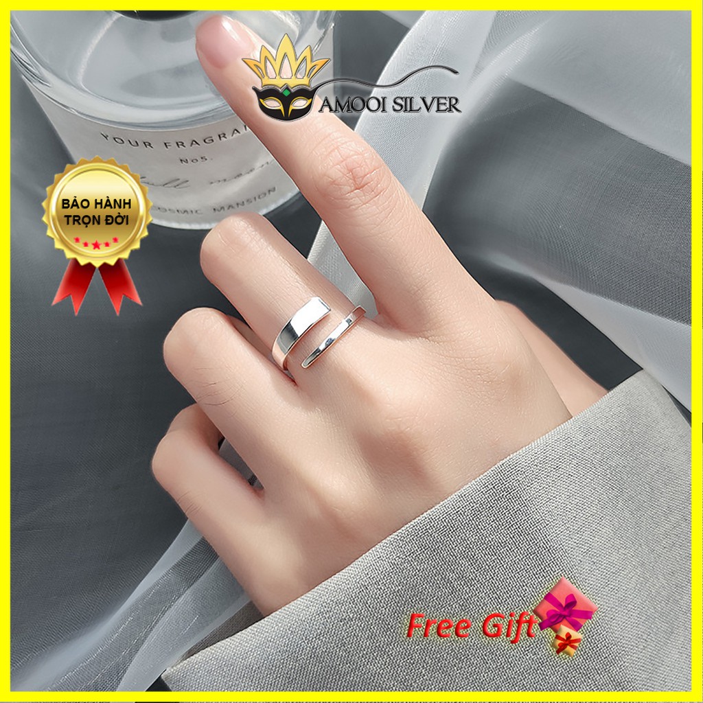 Nhẫn bạc S925 freesize hở chéo - Amooi Silver AN67